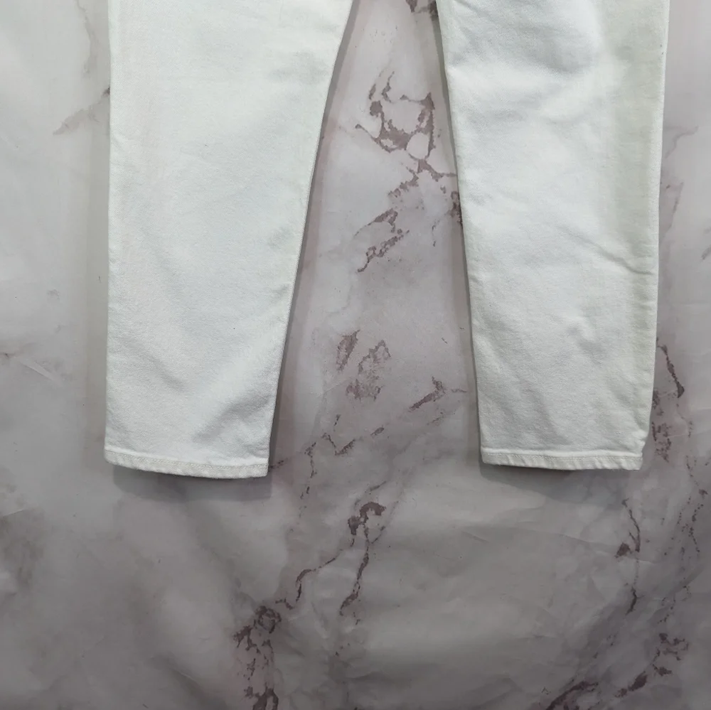 Everlane Jean The Cheeky Straight High Rise White Bone Ankle Crop Zip Denim